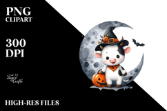 Simple Baby Cow on a Moon PNG Product Image 2