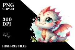 Cute Smiling Baby Dragon Watercolor Product Image 1