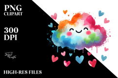 Hearts Scribbled Rainbow Smiling Cloud PNG Product Image 2
