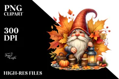 Detailed Watercolor Autumn Gnome Product Image 2