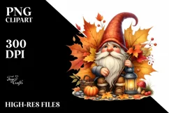 Detailed Watercolor Autumn Gnome Product Image 1