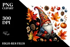 Detailed Watercolor Autumn Gnome Product Image 1