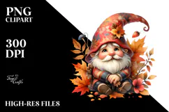 Detailed Watercolor Autumn Gnome Product Image 2