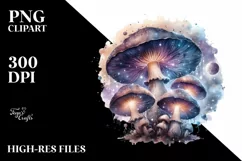 Shiny Celestial Mushroom Watercolor Splash PNG Product Image 3