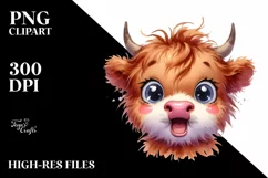 Expressive Baby Face Highland Cow, Transparent PNG Product Image 1