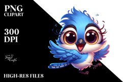 Colorful Baby Blue Jay Cartoon | Sublimation Clipart Product Image 3