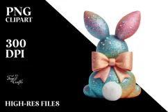 colorful Vintage Bunny Sitting PNG Product Image 2