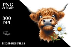Highland Cow Portrait with Goofy Smile | Clipart Product Image 2