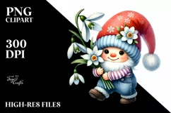 Cute Baby Gnome with Snowdrop PNG Product Image 2
