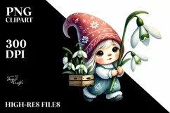 Cute Baby Gnome with Snowdrop PNG Product Image 2