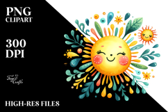 Simple Pinkish Watercolor Sun PNG Product Image 2