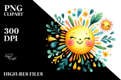 Simple Pinkish Watercolor Sun PNG Product Image 2