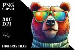 Quirky Bear Portrait with Sunglasses, Transparent PNG Product Image 3
