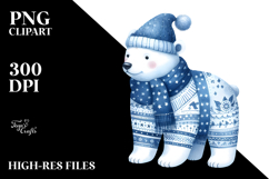 Blue Toile Polar Bear, PNG Product Image 2