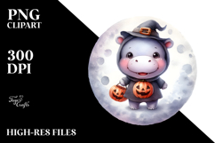 Cute Hippo Standing on Moon PNG Product Image 2