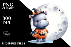 Cute Baby Hippo on a Moon PNG Product Image 2