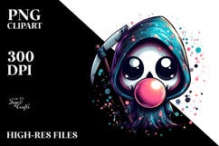 Grim Reaper Chewing Bubble Gum, PNG Product Image 2