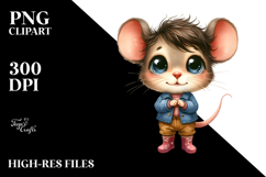 Watercolor Mouse with Rain Boots | Clipart Product Image 2