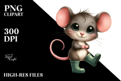 Watercolor Mouse with Rain Boots | Clipart Product Image 2