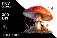 Mushroom Watercolor Splash PNG Product Image 1