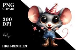 Watercolor Mouse with Party Hat | Clipart Product Image 2