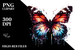 Grunge Butterfly Painting PNG Product Image 2