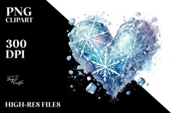 Icy Heart Watercolor PNG Product Image 2