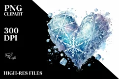 Icy Heart Watercolor PNG Product Image 2