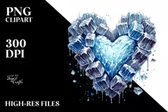 Icy Heart Watercolor PNG Product Image 2