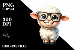 Watercolor Funny Baby Sheep Standing | Clipart Product Image 1