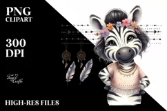Funny Cute Zebra in Boho Look Sticker Clipart Product Image 1