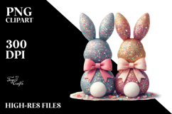 Colorful Vintage Bunnies with Bow, Creative View from Back Product Image 2
