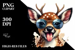 Funny Cute Deer Watercolor Clipart Product Image 3