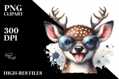 Funny Cute Deer Watercolor Clipart Product Image 1