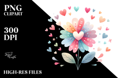 Colorful Boho Flower with Heart Petals PNG Product Image 2