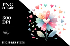 Colorful Boho Flower with Heart Petals PNG Product Image 2