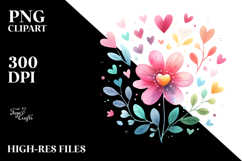 Colorful Boho Flower with Heart Petals PNG Product Image 2