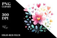 Colorful Boho Flower with Heart Petals PNG Product Image 2