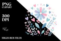 Colorful Boho Flower with Heart Petals PNG Product Image 2