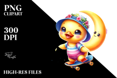Smiling Cute Watercolor Baby Duck PNG Product Image 2
