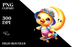 Smiling Cute Watercolor Baby Duck PNG Product Image 2