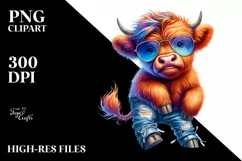 Highlandcow Dancing with Cool Haircut PNG Product Image 1