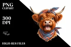 Cow Highland Cow Portrait with Bandana Product Image 3