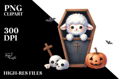A Cute Halloween Image with Baby Lamb, White Background Product Image 2