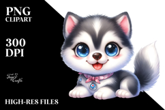 Happy Siberian Husky in Watercolor PNG Product Image 2