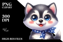 Happy Siberian Husky in Watercolor PNG Product Image 2