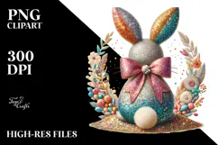 colorful Vintage Bunny Sitting PNG Product Image 2