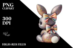 colorful Vintage Bunny Sitting PNG Product Image 2