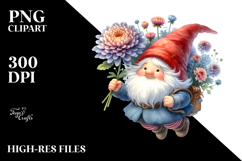 Floating GNOME with Large Chrysanthemum PNG Product Image 2
