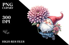 Floating GNOME with Large Chrysanthemum PNG Product Image 2